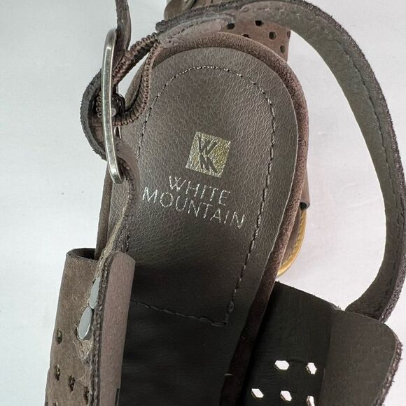 White Mountain Glorielle Perforated Cut Out Slingback Toe Block Heel Taupe Sz 8 - Picture 10 of 10